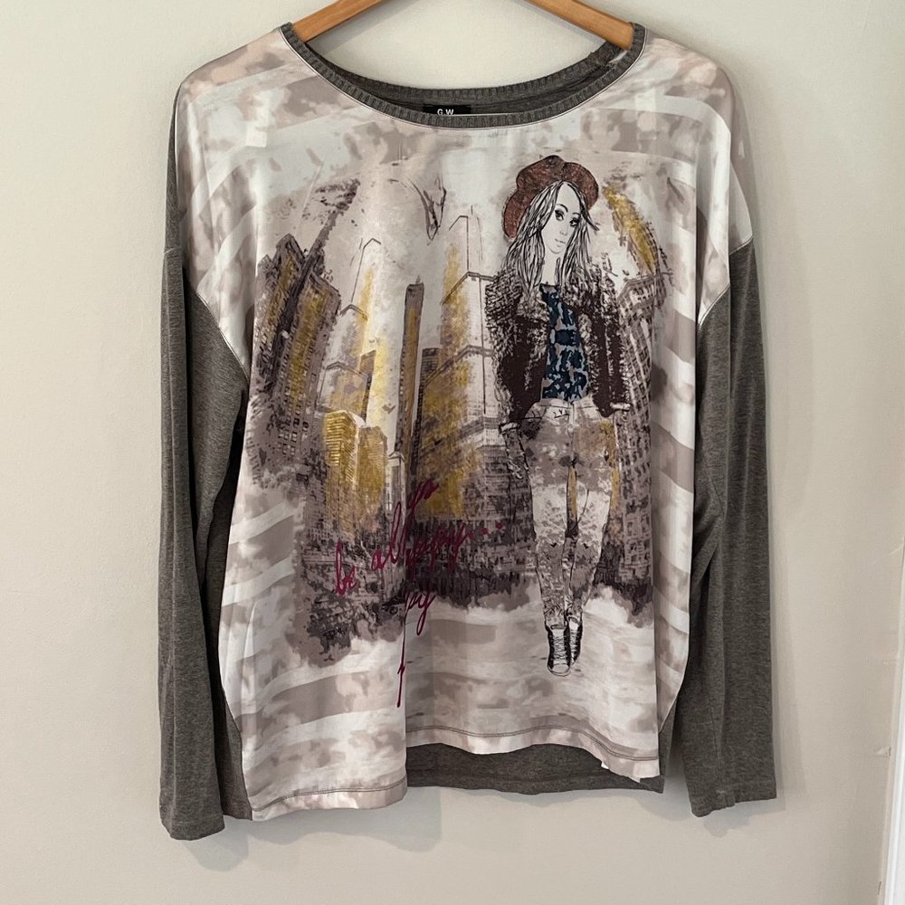 G.W. Long Sleeve mixed Media Artwork Shirt